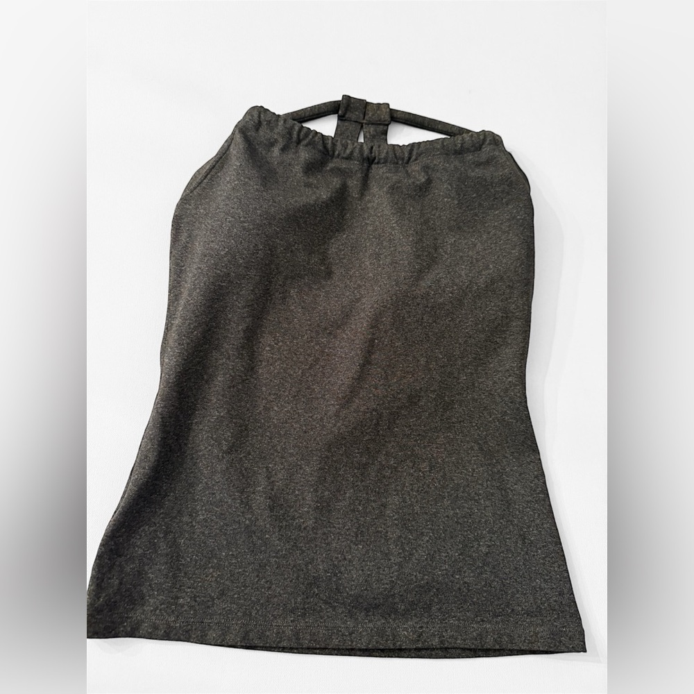 prAna Tank Bra Strappy Back Workout Tank Built-In Bra Charcoal Heather Gray M
